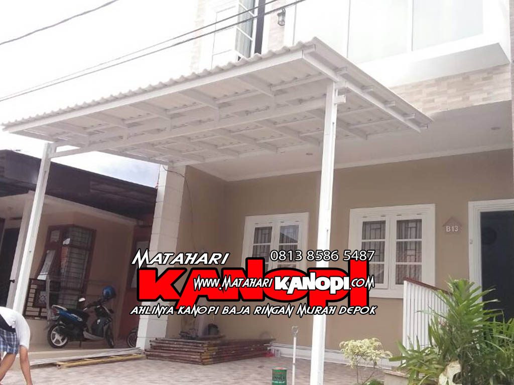 hasil pemasangan kanopi baja ringan atap alderon di cilodong