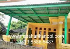 Hasil Pemasangan Kanopi Baja Ringan Atap Go Green Merah Type Standar + Cat Hijau, di Jl. Sampit 3, No.99, Depok 2 Timur