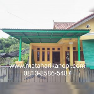 Hasil Pemasangan Kanopi Baja Ringan Atap Go Green Merah Type Standar + Cat Hijau, di Jl. Sampit 3, No.99, Depok 2 Timur