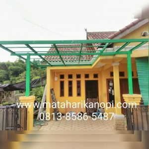 Hasil Pemasangan Kanopi Baja Ringan Atap Go Green Merah Type Standar + Cat Hijau, di Jl. Sampit 3, No.99, Depok 2 Timur