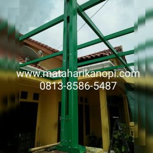 Hasil Pemasangan Kanopi Baja Ringan Atap Go Green Merah Type Standar + Cat Hijau, di Jl. Sampit 3, No.99, Depok 2 Timur