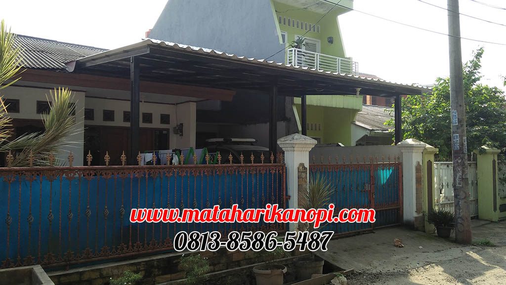 Hasil Pemasangan Kanopi Baja Ringan Atap Alderon Putih di Jl. Dadap Raya No.8 Komplek Pertanian, Perumahan Atsiri Permai, Citayem, Depok