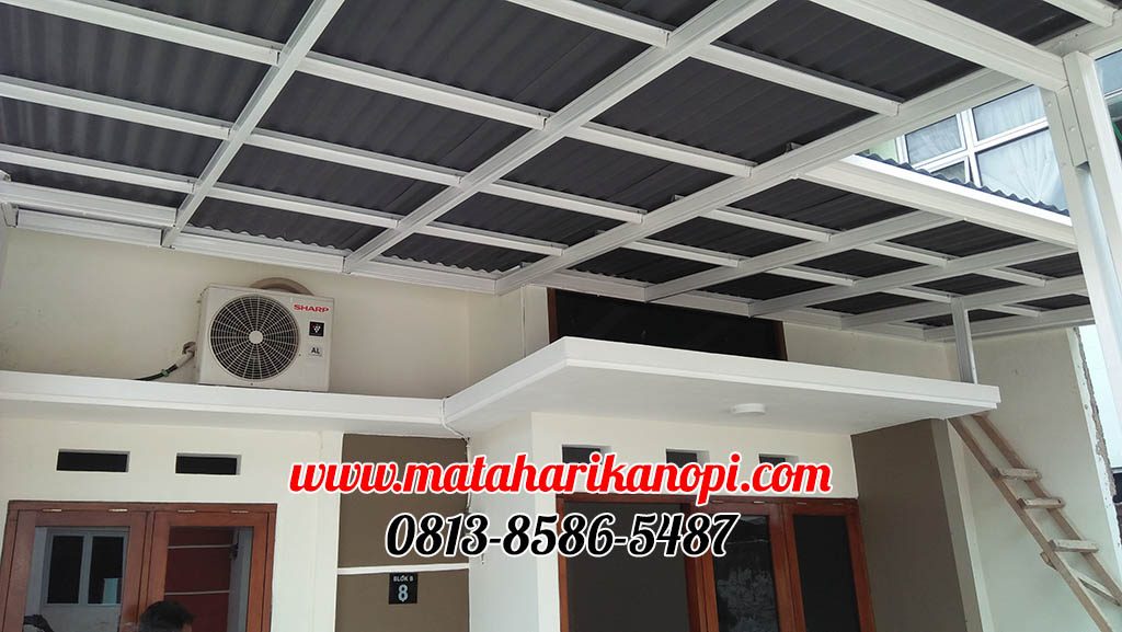 Hasil Pemasangan Kanopi Baja Ringan Atap Go Green Super Elegan Murah di Cluster Bale Setu, Cipayung, Jakarta Timur
