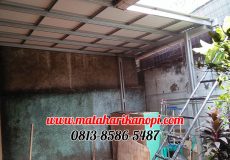 Hasil Pemasangan Kanopi Baja Ringan Atap Evo Gold Ekonomis Hijau Putih di Perum Cimanggis Green Residence Blok H.5, Cimanggis, Depok