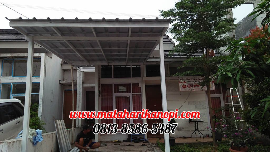 Hasil Pemasangan Kanopi Baja Ringan Atap Spandek di Perum Grand Depok City, Sektor Anyelir 2 Blok H.10