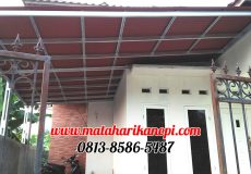 Hasil Pemasangan Kanopi Baja Ringan Atap Go Green Standar Warna Merah di Pondok Rajeg