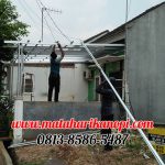 Hasil Pemasangan Kanopi Baja Ringan Atap Go Green Standar Warna Merah di Perum Villa Pelangi, Pengasinan, Bekasi Timur