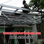 Hasil Pemasangan Kanopi Baja Ringan Atap Go Green Standar Warna Merah di Perum Villa Pelangi, Pengasinan, Bekasi Timur