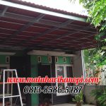 Hasil Pemasangan Kanopi Baja Ringan Atap Go Green Standar Warna Merah di Perum Villa Pelangi, Pengasinan, Bekasi Timur