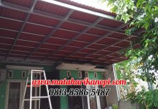 Hasil Pemasangan Kanopi Baja Ringan Atap Go Green Standar Warna Merah di Perum Villa Pelangi, Pengasinan, Bekasi Timur