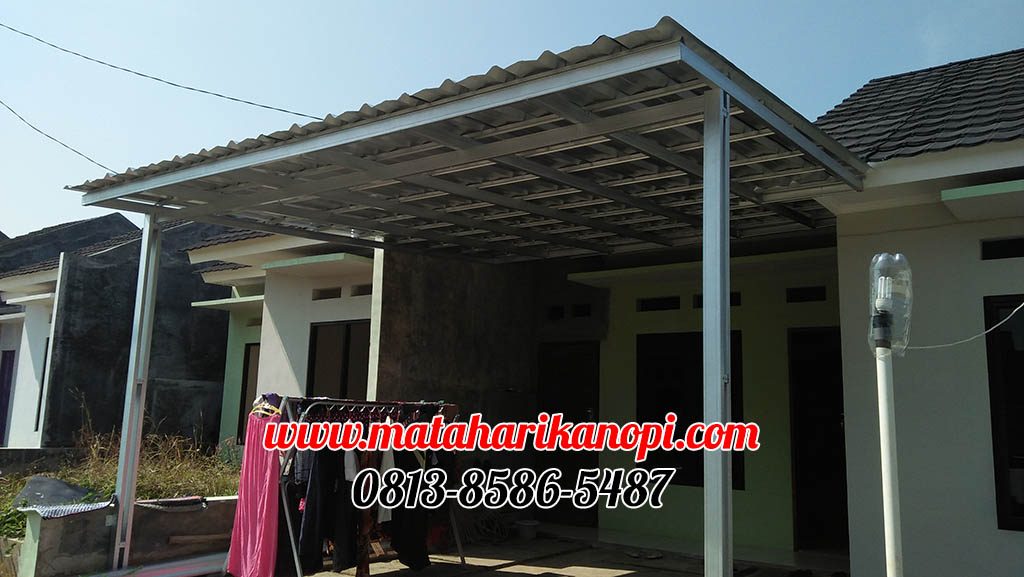 Hasil Pemasangan Kanopi Baja Ringan Atap Spandek di Perum Grand Impressa Sawangan, GIS, Bedahan, Sawangan, Depok