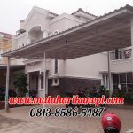 Hasil Pemasangan Kanopi Baja Ringan Atap Alderon Putih di Perum Raffles Hills A40, Cibubur, Jakarta Timur