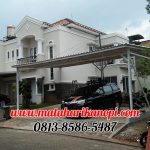 Hasil Pemasangan Kanopi Baja Ringan Atap Alderon Putih di Perum Raffles Hills A40, Cibubur, Jakarta Timur