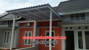 Hasil Pemasangan Kanopi Baja Ringan Atap Alderon Biru Type Elegan + Cat Putih di Perum Sasak Residence, Kalimulya, Grand Depok City, Depok