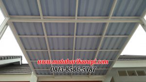 Hasil Pemasangan Kanopi Baja Ringan Atap Alderon Biru Type Elegan + Cat Putih di Perum Sasak Residence, Kalimulya, Grand Depok City, Depok