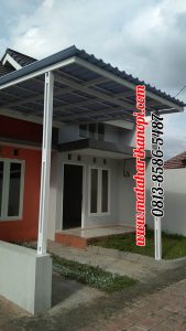 Hasil Pemasangan Kanopi Baja Ringan Atap Alderon Biru Type Elegan + Cat Putih di Perum Sasak Residence, Kalimulya, Grand Depok City, Depok