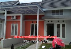 Hasil Pemasangan Kanopi Baja Ringan Atap Alderon Biru Type Elegan + Cat Putih di Perum Sasak Residence, Kalimulya, Grand Depok City, Depok