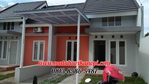 Hasil Pemasangan Kanopi Baja Ringan Atap Alderon Biru Type Elegan + Cat Putih di Perum Sasak Residence, Kalimulya, Grand Depok City, Depok