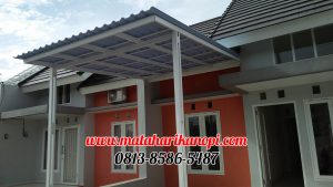 Hasil Pemasangan Kanopi Baja Ringan Atap Alderon Biru Type Elegan + Cat Putih di Perum Sasak Residence, Kalimulya, Grand Depok City, Depok