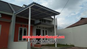 Hasil Pemasangan Kanopi Baja Ringan Atap Alderon Biru Type Elegan + Cat Putih di Perum Sasak Residence, Kalimulya, Grand Depok City, Depok