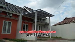 Hasil Pemasangan Kanopi Baja Ringan Atap Alderon Biru Type Elegan + Cat Putih di Perum Sasak Residence, Kalimulya, Grand Depok City, Depok