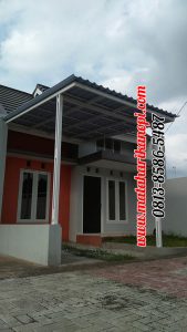 Hasil Pemasangan Kanopi Baja Ringan Atap Alderon Biru Type Elegan + Cat Putih di Perum Sasak Residence, Kalimulya, Grand Depok City, Depok