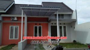 Hasil Pemasangan Kanopi Baja Ringan Atap Alderon Biru Type Elegan + Cat Putih di Perum Sasak Residence, Kalimulya, Grand Depok City, Depok