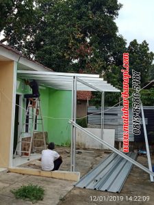 Hasil Pemasangan Kanopi Baja Ringan Atap Spandek Ekonomis di Ragajaya, Citayem, Depok