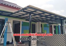 Hasil Pemasangan Kanopi Baja Ringan Atap Evo Gold Standar Merah Putih di Barakana Residence, Cipayung, Depok