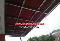 Hasil Pemasangan Kanopi Baja Ringan Atap Go Green Merah Paket Standar di Perum Limus Pratama, Cileungsi, Bogor