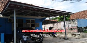 Hasil Pemasangan Kanopi Baja Ringan Atap Go Green Merah Type Ekonomis di Komplek TNI AU Dwikora, Cilangkap, Tapos, Depok