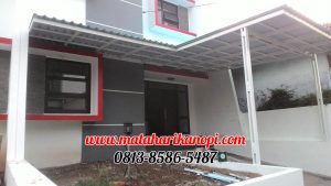 Hasil Pemasangan Kanopi Baja Ringan Atap Alderon Super Elegan Biru + Cat Putih di Komplek BBD, Radar Auri, Cimanggis, Mekarsari, Depok