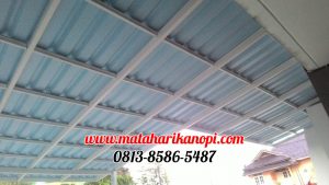 Hasil Pemasangan Kanopi Baja Ringan Atap Alderon Super Elegan Biru + Cat Putih di Komplek BBD, Radar Auri, Cimanggis, Mekarsari, Depok