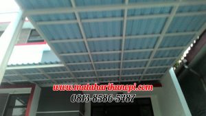Hasil Pemasangan Kanopi Baja Ringan Atap Alderon Super Elegan Biru + Cat Putih di Komplek BBD, Radar Auri, Cimanggis, Mekarsari, Depok