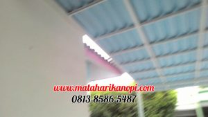 Hasil Pemasangan Kanopi Baja Ringan Atap Alderon Super Elegan Biru + Cat Putih di Komplek BBD, Radar Auri, Cimanggis, Mekarsari, Depok