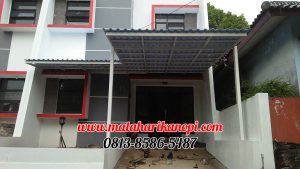 Hasil Pemasangan Kanopi Baja Ringan Atap Alderon Super Elegan Biru + Cat Putih di Komplek BBD, Radar Auri, Cimanggis, Mekarsari, Depok