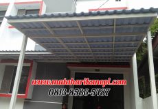 Hasil Pemasangan Kanopi Baja Ringan Atap Alderon Super Elegan Biru + Cat Putih di Komplek BBD, Radar Auri, Cimanggis, Mekarsari, Depok
