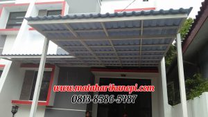 Hasil Pemasangan Kanopi Baja Ringan Atap Alderon Super Elegan Biru + Cat Putih di Komplek BBD, Radar Auri, Cimanggis, Mekarsari, Depok