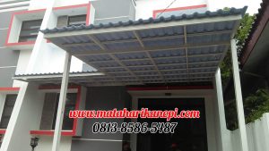 Hasil Pemasangan Kanopi Baja Ringan Atap Alderon Super Elegan Biru + Cat Putih di Komplek BBD, Radar Auri, Cimanggis, Mekarsari, Depok