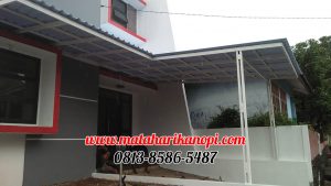 Hasil Pemasangan Kanopi Baja Ringan Atap Alderon Super Elegan Biru + Cat Putih di Komplek BBD, Radar Auri, Cimanggis, Mekarsari, Depok