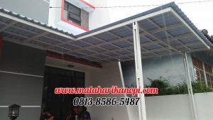Hasil Pemasangan Kanopi Baja Ringan Atap Alderon Super Elegan Biru + Cat Putih di Komplek BBD, Radar Auri, Cimanggis, Mekarsari, Depok
