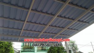 Hasil Pemasangan Kanopi Baja Ringan Atap Alderon Super Elegan Biru + Cat Putih di Komplek BBD, Radar Auri, Cimanggis, Mekarsari, Depok