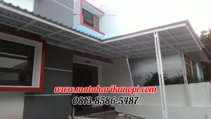 Hasil Pemasangan Kanopi Baja Ringan Atap Alderon Super Elegan Biru + Cat Putih di Komplek BBD, Radar Auri, Cimanggis, Mekarsari, Depok