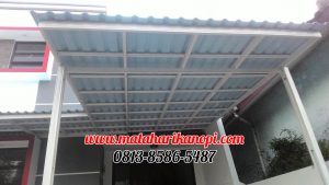 Hasil Pemasangan Kanopi Baja Ringan Atap Alderon Super Elegan Biru + Cat Putih di Komplek BBD, Radar Auri, Cimanggis, Mekarsari, Depok