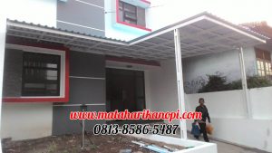 Hasil Pemasangan Kanopi Baja Ringan Atap Alderon Super Elegan Biru + Cat Putih di Komplek BBD, Radar Auri, Cimanggis, Mekarsari, Depok