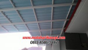 Hasil Pemasangan Kanopi Baja Ringan Atap Alderon Super Elegan Biru + Cat Putih di Komplek BBD, Radar Auri, Cimanggis, Mekarsari, Depok