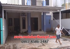 Hasil Pemasangan Kanopi Baja Ringan Atap Alderon Super Elegan Putih + Cat Putih di Perum The Bougenville Residence No.B2, Jl. Musholla At-Taqwa, Gandul, Cinere, Depok