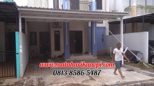 Hasil Pemasangan Kanopi Baja Ringan Atap Alderon Super Elegan Putih + Cat Putih di Perum The Bougenville Residence No.B2, Jl. Musholla At-Taqwa, Gandul, Cinere, Depok