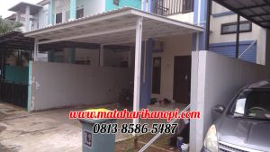 Hasil Pemasangan Kanopi Baja Ringan Atap Alderon Super Elegan Putih + Cat Putih di Perum The Bougenville Residence No.B2, Jl. Musholla At-Taqwa, Gandul, Cinere, Depok