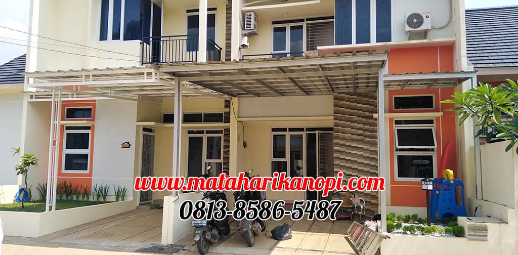 Hasil Pemasangan Kanopi Baja Ringan Atap Spandek Standar di Grand Dahlia Cluster GDC Grand Depok City Blok EE36 Depan